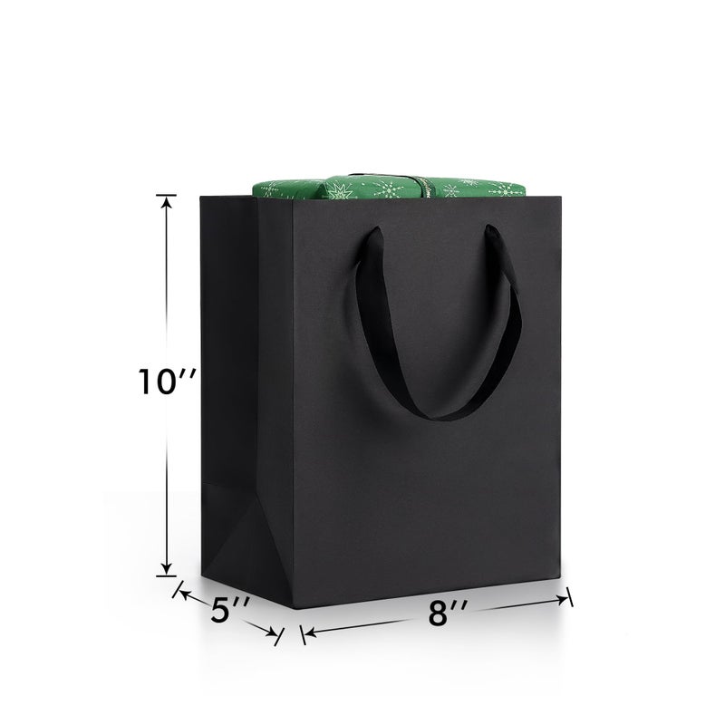 MOXARYSU Medium Black Gift Bags  30pcs 8 ""x5 x10 Kraft Paper Black Shopping Bags with Handles Bulk  Merchandise Retail Wrapping Bags for Business  Craft Grocery  Boutique  Party Favor  Wedding - Image 2